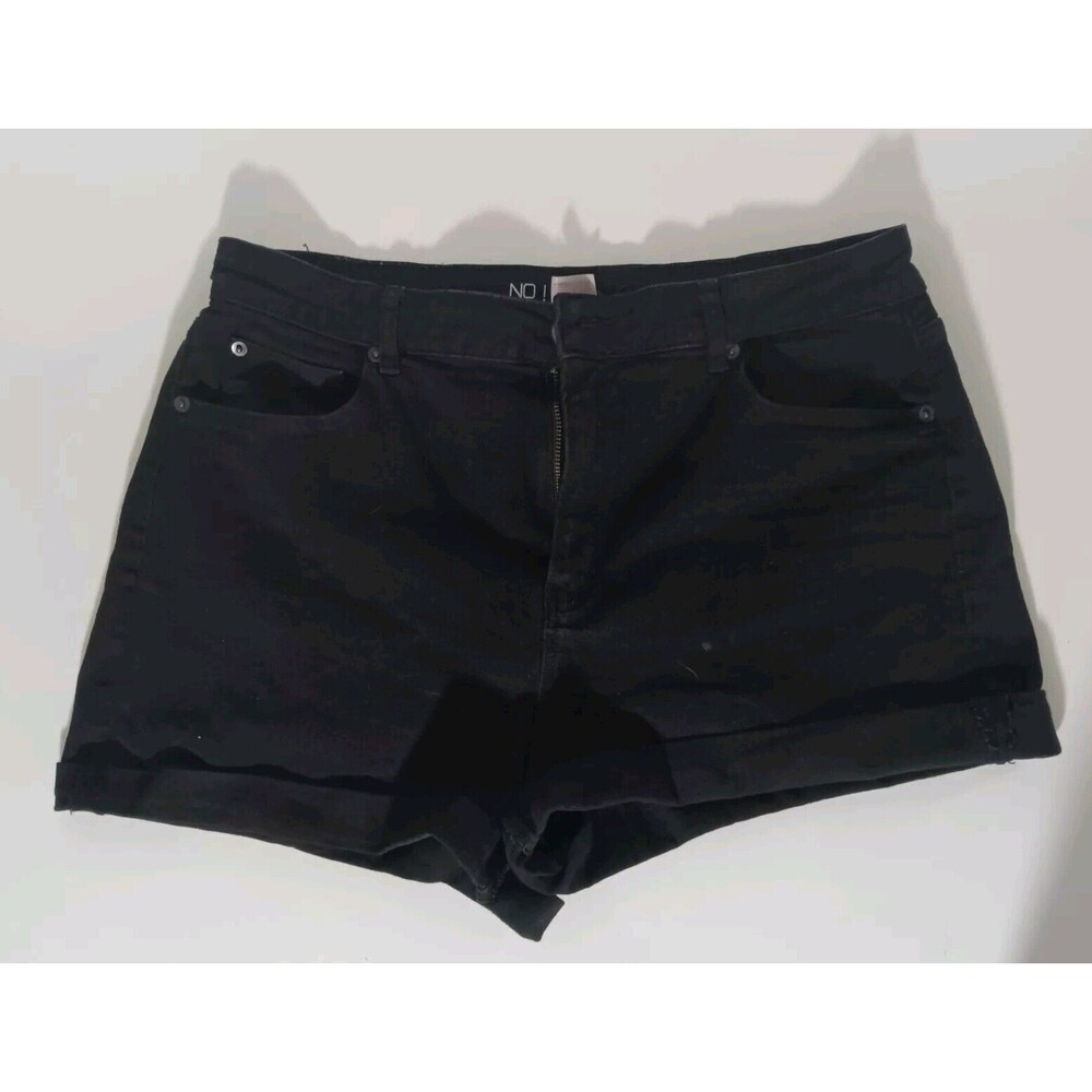 No Boundaries Women's Junior Short Denim Black Supper High Waist High Rise S:17